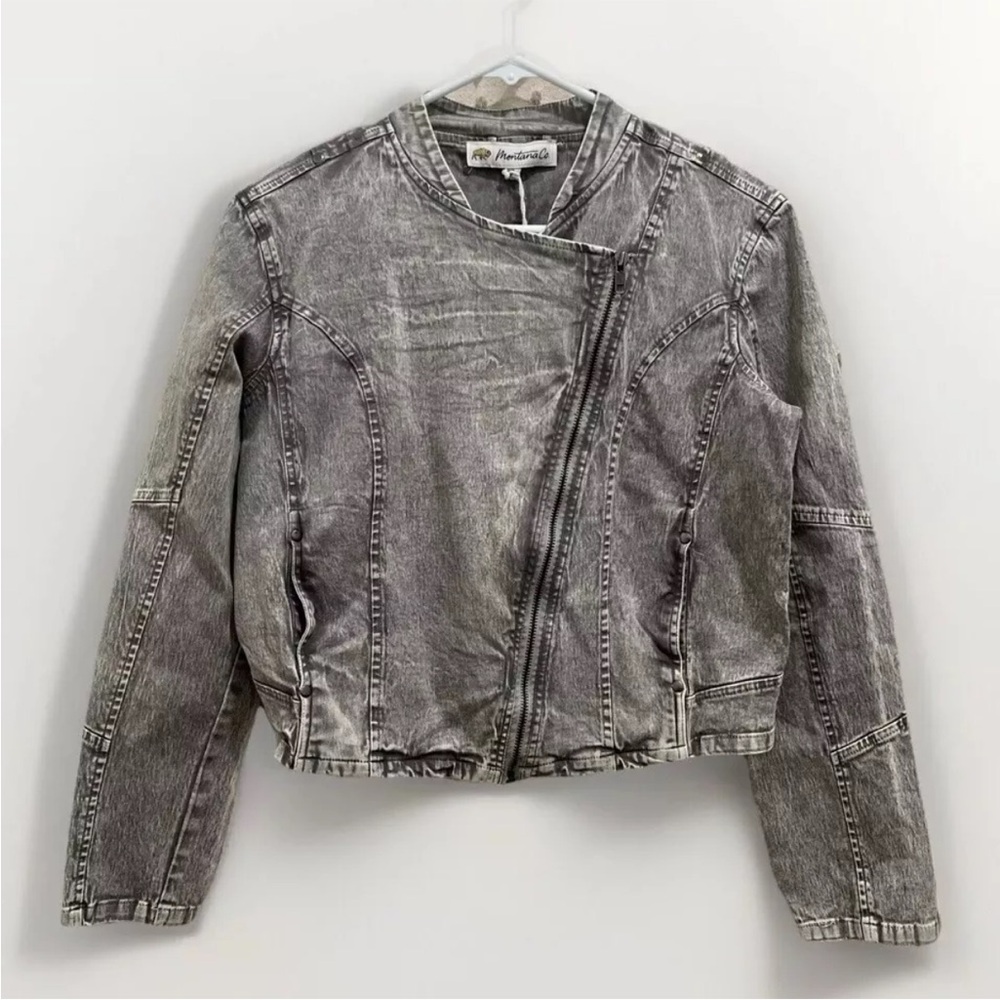 Montana Co. Women's Size Small Full Zip Distressed Gray Jean Jacket NWT